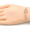 Oro Laminado Fancy Bracelet, Gold Filled Style Expandable Bead and Little Girl Design, with White Micro Pave, Polished, Golden Finish, 03.299.0041.07 (04 MM Thickness, 7 Inches Length)