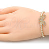 Oro Laminado Fancy Bracelet, Gold Filled Style Expandable Bead and Butterfly Design, with Multicolor Micro Pave, Polished, Golden Finish, 03.299.0046.07 (04 MM Thickness, 7 Inches Length)