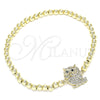 Oro Laminado Fancy Bracelet, Gold Filled Style Expandable Bead and Owl Design, with White and Black Micro Pave, Polished, Golden Finish, 03.299.0047.07 (04 MM Thickness, 7 Inches Length)