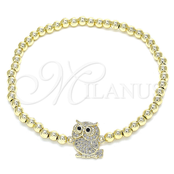 Gold Filled Bracelet — Fancy Bracelet Expandable Bead and Owl Design with — main product view — SKU 134110 | Oro Laminado brazalete — elegante Bracelet Expandable Bead and Owl diseño with — SKU 134110
