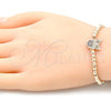Oro Laminado Fancy Bracelet, Gold Filled Style Expandable Bead and Owl Design, with Multicolor Micro Pave, Polished, Golden Finish, 03.299.0048.07 (04 MM Thickness, 7 Inches Length)