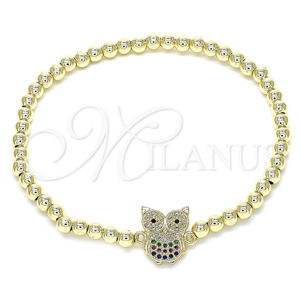Gold Filled Bracelet — Fancy Bracelet Expandable Bead and Owl Design with — main product view — SKU 134111 | Oro Laminado brazalete — elegante Bracelet Expandable Bead and Owl diseño with — SKU 134111