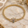 Oro Laminado Fancy Bracelet, Gold Filled Style Expandable Bead and Angel Design, with Multicolor Micro Pave, Polished, Golden Finish, 03.299.0052.07 (04 MM Thickness, 7 Inches Length)