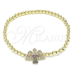 Gold Filled Bracelet — Fancy Bracelet Expandable Bead and Angel Design with — main product view — SKU 134116 | Oro Laminado brazalete — elegante Bracelet Expandable Bead and Angel diseño with — SKU 134116
