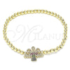 Oro Laminado Fancy Bracelet, Gold Filled Style Expandable Bead and Angel Design, with Multicolor Micro Pave, Polished, Golden Finish, 03.299.0052.07 (04 MM Thickness, 7 Inches Length)