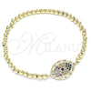 Oro Laminado Fancy Bracelet, Gold Filled Style Expandable Bead and Evil Eye Design, with Multicolor Micro Pave for wholesale, additional product view 4