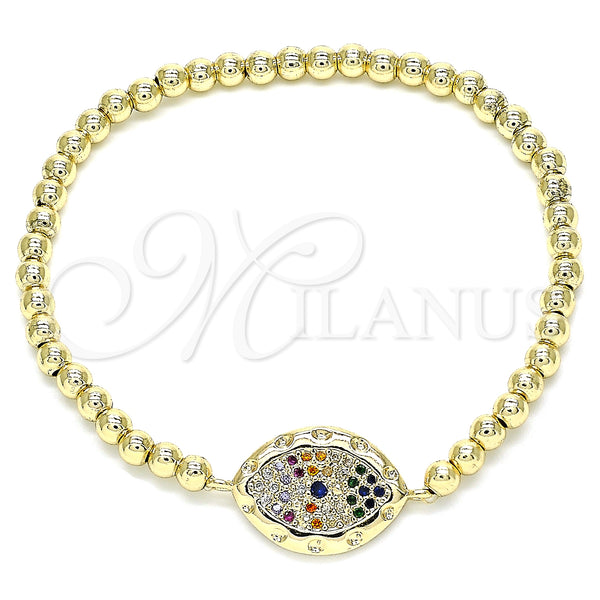 Gold Filled Bracelet — Fancy Bracelet Expandable Bead and Evil Eye Design — main product view — SKU 134118 | Oro Laminado brazalete — elegante Bracelet Expandable Bead and Evil Eye diseño — SKU 134118