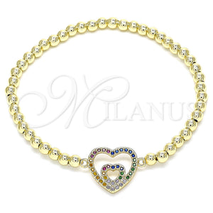 Gold Filled Bracelet — Fancy Bracelet Expandable Bead and Heart Design with — main product view — SKU 134121 | Oro Laminado brazalete — elegante Bracelet Expandable Bead and corazón diseño with — SKU 134121
