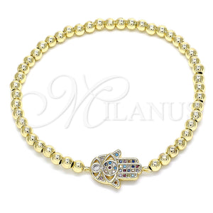 Gold Filled Bracelet — Fancy Bracelet Judaica and Expandable Bead Design with — main product view — SKU 134124 | Oro Laminado brazalete — elegante Bracelet Judaica and Expandable Bead diseño with — SKU 134124