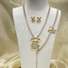 Oro Laminado Necklace, Bracelet and Earring, Gold Filled Style Teddy Bear Design, with White Cubic Zirconia and White Crystal, Polished, Golden Finish, 06.372.0015