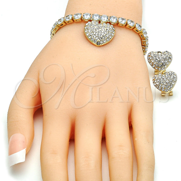 Gold Filled Ring — Necklace Bracelet and Earring Heart Design with White — alternate product view — SKU 134127 | Oro Laminado anillo — Necklace Bracelet and Earring corazón diseño with blanco — SKU 134127