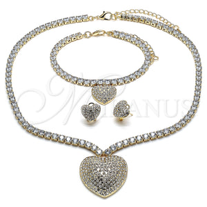 Gold Filled Ring — Necklace Bracelet and Earring Heart Design with White — main product view — SKU 134127 | Oro Laminado anillo — Necklace Bracelet and Earring corazón diseño with blanco — SKU 134127