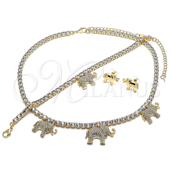 Gold Filled Ring — Necklace Bracelet and Earring Elephant Design with White — alternate product view — SKU 134128 | Oro Laminado anillo — Necklace Bracelet and Earring Elephant diseño with blanco — SKU 134128