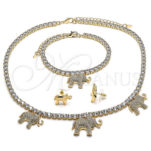Gold Filled Ring — Necklace Bracelet and Earring Elephant Design with White — main product view — SKU 134128 | Oro Laminado anillo — Necklace Bracelet and Earring Elephant diseño with blanco — SKU 134128