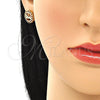 Oro Laminado Earring and Pendant Adult Set, Gold Filled Style Love Design, with Garnet and White Micro Pave, Polished, Golden Finish, 10.342.0017.2