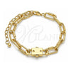 Oro Laminado Fancy Bracelet, Gold Filled Style Paperclip Design, Polished, Golden Finish, 03.321.0001.09 (09 MM Thickness, 9 Inches Length)
