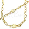Oro Laminado Necklace and Bracelet, Gold Filled Style Paperclip Design, Polished, Golden Finish, 06.321.0001