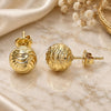 Oro Laminado Stud Earring, Gold Filled Style Diamond Cutting Finish, Golden Finish, 02.100.0105
