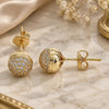 Oro Laminado Stud Earring, Gold Filled Style with White Micro Pave, Polished, Golden Finish, 02.156.0424