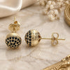 Oro Laminado Stud Earring, Gold Filled Style with Black Micro Pave, Polished, Golden Finish, 02.156.0424.4