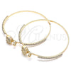 Oro Laminado Individual Bangle, Gold Filled Style Heart Design, with White Micro Pave and White Crystal, Polished, Golden Finish, 07.193.0022.04 (02 MM Thickness, Size 4 (2.25 Diameter))
