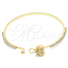 Oro Laminado Individual Bangle, Gold Filled Style Heart Design, with Multicolor Micro Pave and White Crystal, Polished, Golden Finish, 07.193.0022.1.04 (02 MM Thickness, Size 4 (2.25 Diameter))