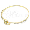 Oro Laminado Individual Bangle, Gold Filled Style Heart Design, with Multicolor Micro Pave and White Crystal, Polished, Golden Finish, 07.193.0022.1.04 (02 MM Thickness, Size 4 (2.25 Diameter))