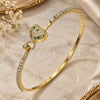Oro Laminado Individual Bangle, Gold Filled Style Heart Design, with Multicolor Micro Pave and White Crystal, Polished, Golden Finish, 07.193.0022.1.04 (02 MM Thickness, Size 4 (2.25 Diameter))