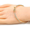 Oro Laminado Individual Bangle, Gold Filled Style Butterfly Design, with White Micro Pave and White Crystal, Polished, Golden Finish, 07.193.0023.04 (02 MM Thickness, Size 4 (2.25 Diameter))