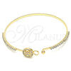 Oro Laminado Individual Bangle, Gold Filled Style Butterfly Design, with White Micro Pave and White Crystal, Polished, Golden Finish, 07.193.0023.04 (02 MM Thickness, Size 4 (2.25 Diameter))