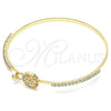 Oro Laminado Individual Bangle, Gold Filled Style Butterfly Design, with White Micro Pave and White Crystal, Polished, Golden Finish, 07.193.0023.04 (02 MM Thickness, Size 4 (2.25 Diameter))
