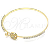 Oro Laminado Individual Bangle, Gold Filled Style Butterfly Design, with White Micro Pave and White Crystal, Polished, Golden Finish, 07.193.0023.04 (02 MM Thickness, Size 4 (2.25 Diameter))