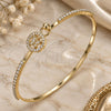 Oro Laminado Individual Bangle, Gold Filled Style Butterfly Design, with White Micro Pave and White Crystal, Polished, Golden Finish, 07.193.0023.04 (02 MM Thickness, Size 4 (2.25 Diameter))