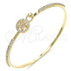 Oro Laminado Individual Bangle, Gold Filled Style Butterfly Design, with White Micro Pave and White Crystal, Polished, Golden Finish, 07.193.0023.04 (02 MM Thickness, Size 4 (2.25 Diameter))
