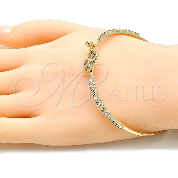 Gold Filled Jewelry — Individual Bangle Flower and Heart Design with Multicolor — alternate product view — SKU 134157 | Oro Laminado joyería — Individual Bangle flor and corazón diseño with Multicolor — SKU 134157