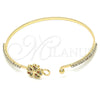 Oro Laminado Individual Bangle, Gold Filled Style Flower and Heart Design, with Multicolor Micro Pave and White Crystal, Polished, Golden Finish, 07.193.0024.1.04 (02 MM Thickness, Size 4 (2.25 Diameter))