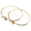 Oro Laminado Individual Bangle, Gold Filled Style Flower and Heart Design, with Multicolor Micro Pave and White Crystal, Polished, Golden Finish, 07.193.0024.1.04 (02 MM Thickness, Size 4 (2.25 Diameter))