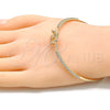 Oro Laminado Individual Bangle, Gold Filled Style Owl Design, with White Micro Pave and White Crystal, Polished, Golden Finish, 07.193.0025.04 (02 MM Thickness, Size 4 (2.25 Diameter))
