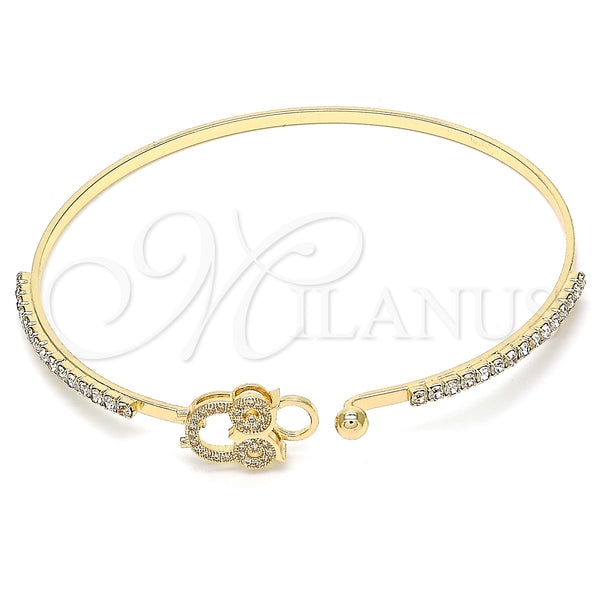 Gold Filled Jewelry — Individual Bangle Owl Design with White Micro Pave — alternate product view — SKU 134158 | Oro Laminado joyería — Individual Bangle Owl diseño with blanco Micro Pave — SKU 134158