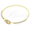 Oro Laminado Individual Bangle, Gold Filled Style Owl Design, with White Micro Pave and White Crystal, Polished, Golden Finish, 07.193.0025.04 (02 MM Thickness, Size 4 (2.25 Diameter))