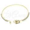 Oro Laminado Individual Bangle, Gold Filled Style Owl Design, with Multicolor Micro Pave and White Crystal, Polished, Golden Finish, 07.193.0025.1.04 (02 MM Thickness, Size 4 (2.25 Diameter))