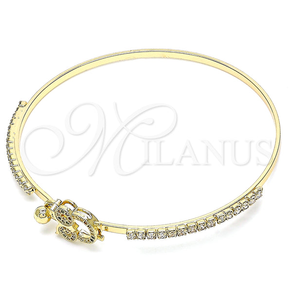 Gold Filled Jewelry — Individual Bangle Owl Design with Multicolor Micro Pave — main product view — SKU 134159 | Oro Laminado joyería — Individual Bangle Owl diseño with Multicolor Micro Pave — SKU 134159