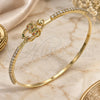 Oro Laminado Individual Bangle, Gold Filled Style Owl Design, with Multicolor Micro Pave and White Crystal, Polished, Golden Finish, 07.193.0025.1.04 (02 MM Thickness, Size 4 (2.25 Diameter))