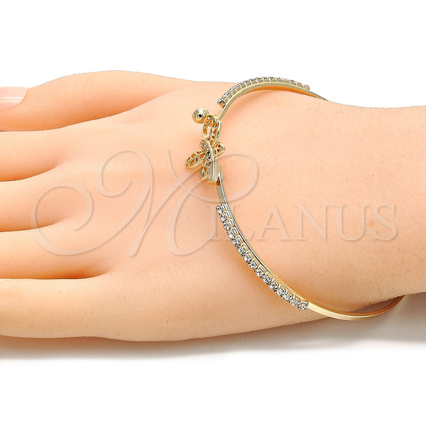 Gold Filled Jewelry — Individual Bangle Dragon-Fly Design with Multicolor Micro Pave — alternate product view — SKU 134161 | Oro Laminado joyería — Individual Bangle Dragon-Fly diseño with Multicolor Micro Pave — SKU 134161