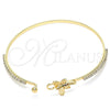 Oro Laminado Individual Bangle, Gold Filled Style Dragon-Fly Design, with Multicolor Micro Pave and White Crystal, Polished, Golden Finish, 07.193.0026.1.04 (02 MM Thickness, Size 4 (2.25 Diameter))