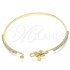 Oro Laminado Individual Bangle, Gold Filled Style Dragon-Fly Design, with Multicolor Micro Pave and White Crystal, Polished, Golden Finish, 07.193.0026.1.04 (02 MM Thickness, Size 4 (2.25 Diameter))
