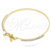 Oro Laminado Individual Bangle, Gold Filled Style Dragon-Fly Design, with Multicolor Micro Pave and White Crystal, Polished, Golden Finish, 07.193.0026.1.04 (02 MM Thickness, Size 4 (2.25 Diameter))