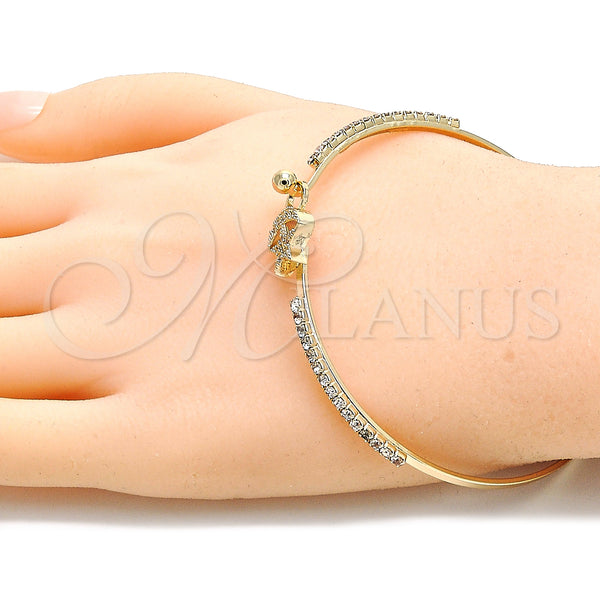 Gold Filled Jewelry — Individual Bangle Star and Moon Design with White — alternate product view — SKU 134164 | Oro Laminado joyería — Individual Bangle estrella and Moon diseño with blanco — SKU 134164