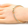 Oro Laminado Individual Bangle, Gold Filled Style Star and Moon Design, with White Micro Pave and White Crystal, Polished, Golden Finish, 07.193.0028.04 (02 MM Thickness, Size 4 (2.25 Diameter))