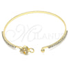 Oro Laminado Individual Bangle, Gold Filled Style Star and Moon Design, with White Micro Pave and White Crystal, Polished, Golden Finish, 07.193.0028.04 (02 MM Thickness, Size 4 (2.25 Diameter))